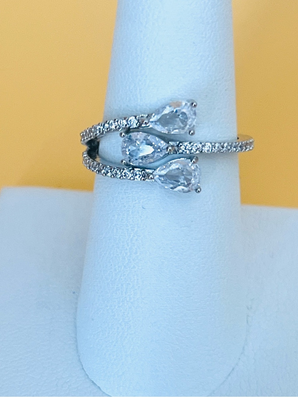 Stainless steel ring with clear CZ size 7